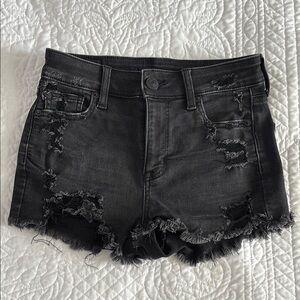 Black Distressed Denim Shorts